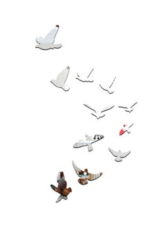 Buy 11-Piece Decorative Bird Wall Sticker Set Silver 30 x 60cm in Saudi Arabia