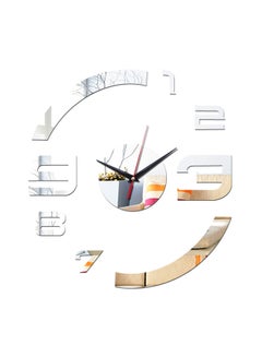 Buy Mirror Style Wall Clock Sticker Silver 50 x 50cm in Saudi Arabia