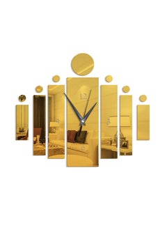 Buy Mirror Style Wall Clock Sticker Gold/Black in UAE