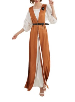 Buy Long Sleeves Maxi Dress Brown in Saudi Arabia