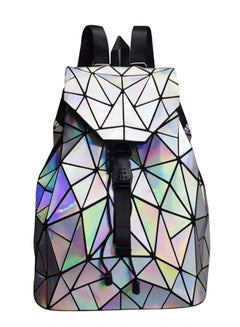 Buy Holographic Reflective College Rucksack Backpack Silver/Black in Saudi Arabia
