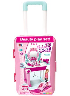 Buy Portable Pretend Glamorous Vanity Make Up Beauty Play Set With Light And Sound cm in Saudi Arabia