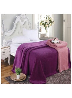 Buy Light Double Face Blanket KingSize polyester Purple 220x240cm in Saudi Arabia