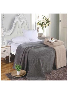 Buy Light Double Face Blanket KingSize polyester Grey 220x240cm in Saudi Arabia