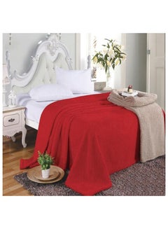 Buy Light Double Face Blanket KingSize Polyester Red 220x240centimeter in UAE