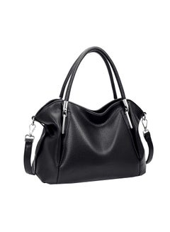 Buy Leather Tote Top Shoulder Bag Black in Saudi Arabia