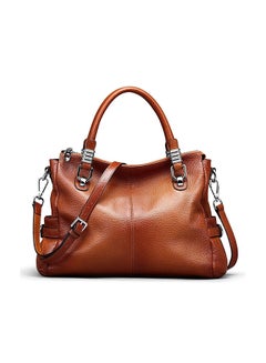 Buy Vintage Genuine Leather Tote Bag Brown in UAE