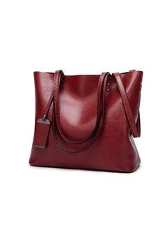 Buy Leather Top Handle Hobo Shoulder Bag Red in UAE