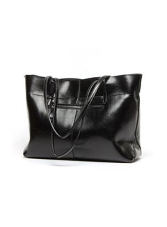 Buy Genuine Leather Tote Shoulder Bag Black in UAE