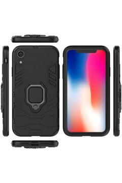 Buy Soft Protective Case Cover For Apple iPhone XR With Car Mount Magnet And Finger Ring Black in UAE