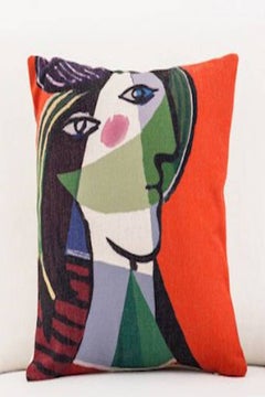 Buy Decorative Printed Cushion Cover linen Orange/Green/White in UAE