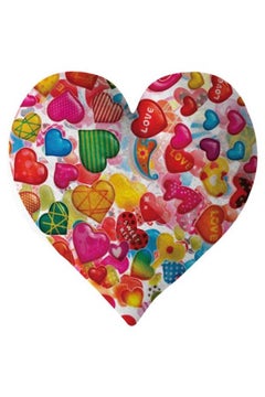 Buy Heart Shape Printed Cushion polyester Red/Pink/Green 40x40cm in UAE