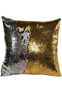 Buy Sequined Throw Pillow polyester Silver/Gold 39x39cm in UAE