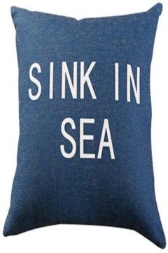 Buy Sink In Sea Text Printed Cushion Cover combination Blue/White 45x45cm in UAE