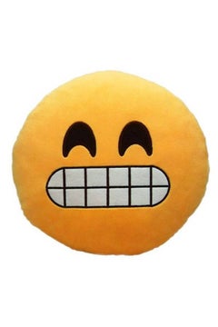 Buy Grimacing Emoji Decorative Pillow Yellow/Black in UAE