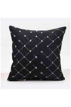 Buy Diamonds Printed Cushion Cover combination Black/White 45x45cm in UAE