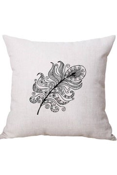 اشتري Feather Printed Cushion كتان Beige/Black في الامارات