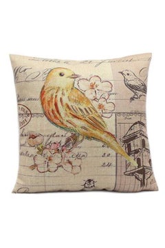Buy Printed Pillow Cover linen Beige/Yellow in UAE
