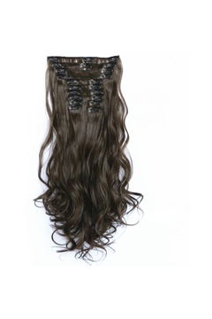 Buy 12-Piece Fluffy Hair Extension Set Brown 55cm in Saudi Arabia
