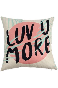 Buy Printed Cushion Cover linen Beige/Pink/Blue 45x45cm in UAE