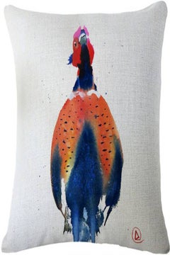 Buy Decorative Printed Cushion Cover linen White/Blue/Red in UAE