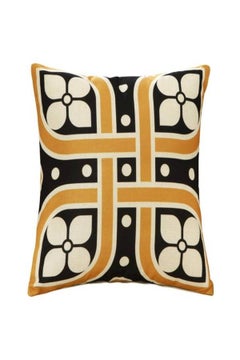 Buy Geometric Printed Cushion Cover Combination Yellow/Black/Beige 45x45cm in UAE