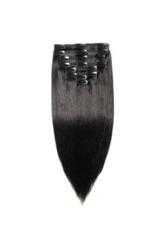 Buy 8-Piece Double Weft Hair Extension With Clips Black 10inch in UAE