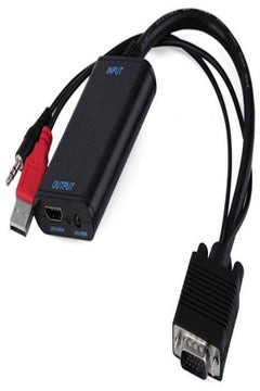 اشتري محول HDMI إلى VGA بكابل صوت للوحة راسبيري باي 2 أسود في الامارات