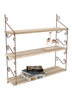 Buy Seramoni 3'lu Decorative Floating Shelf Beige/Brown 72x81x20cm in UAE