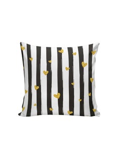 Buy Printed Cushion Cover White/Black/Gold 45x45centimeter in Saudi Arabia