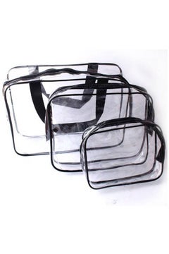 اشتري 3-Piece Multi-Purpose Makeup Organizer Bag Set Clear/Black في الامارات