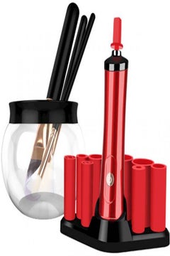 Buy Electric Makeup Brush Cleaner Set Red/Black/Clear in UAE