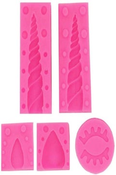 Buy 5-Piece Unicorn Horn Ears And Eyelash Fondant Mould Set Pink in Saudi Arabia