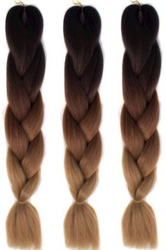 Buy 3-Piece Jumbo Braid Hair Extensions Wigs Black/Brown/Beige in UAE