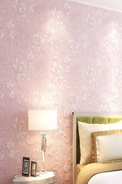 Buy Flowers 3D Living Room Wallpaper Pink 0.53  x 10meter in UAE