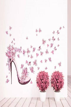 Buy Romantic Butterflies Wall Sticker Pink 90x60cm in UAE