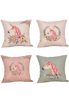 Buy 4-Piece Printed Pillowcase Set Cotton Multicolour in Saudi Arabia