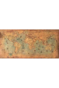 اشتري Nautical World Map Ocean Sea Retro Paper Orange في الامارات