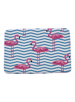 Buy Flamingo Printed Anti Slip Bath Mat Blue/White/Pink 40 x 60cm in UAE