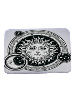 Buy Sun Face Symbol Printed Anti Slip Bath Mat White/Black 40 x 60cm in UAE