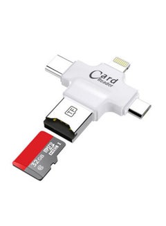 اشتري 4-in-1 Lightning Micro-USB USB-C Card Reader أبيض في السعودية