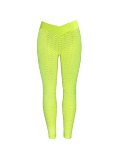 Buy Solid Stretch Yoga Pants Yellow in Saudi Arabia