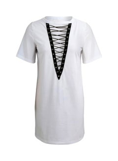 Buy Short Sleeves Mini Dress White in UAE