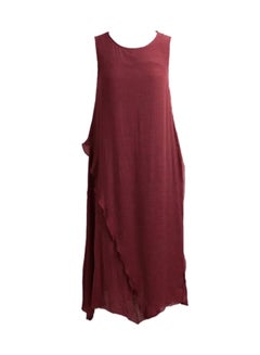 Buy Sleeveless Layered Maxi Dress Burgundy in UAE