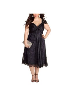 Buy Floral Lace Dress Black in UAE