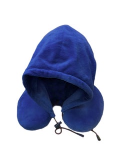 Buy U-Shaped Travel Pillow With Hood Foam Dark Blue 25x25x10centimeter in Saudi Arabia