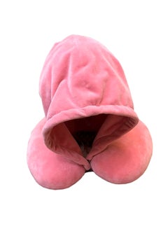 Buy U-Shaped Travel Pillow With Hood Foam Pink 25x25x10centimeter in Saudi Arabia