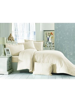 Buy 4-Piece Duvet Cover Set Cotton Cream in UAE