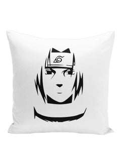 Buy Naruto Cartoon Character Printed Decorative Pillow White/Black 16x16inch in UAE