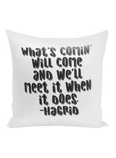 اشتري Harry Potter Movie Hagrid Quote Printed Decorative Pillow أبيض/أسود 16x16 بوصة في الامارات